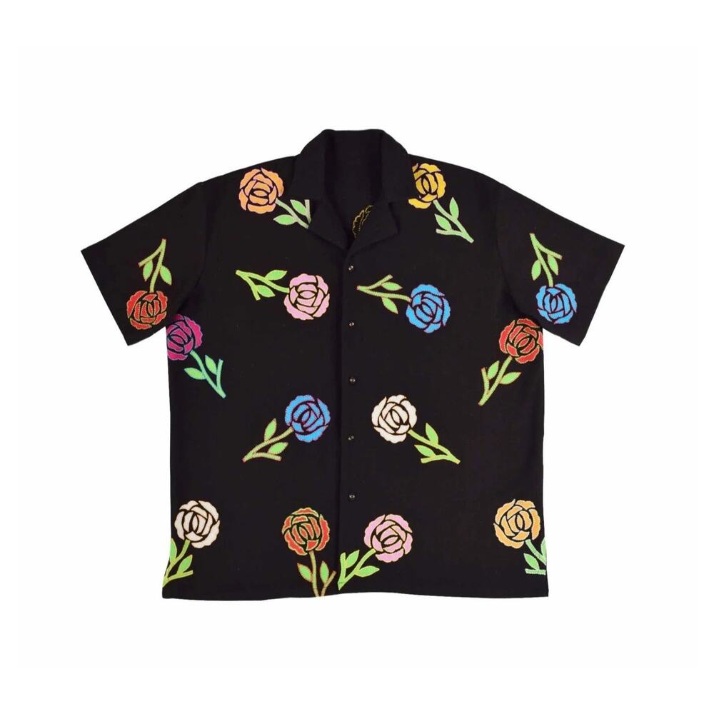 Nor Black Nor White Icicle Embroidered Flowers Black Shirt Size XS - Picture 4 of 8